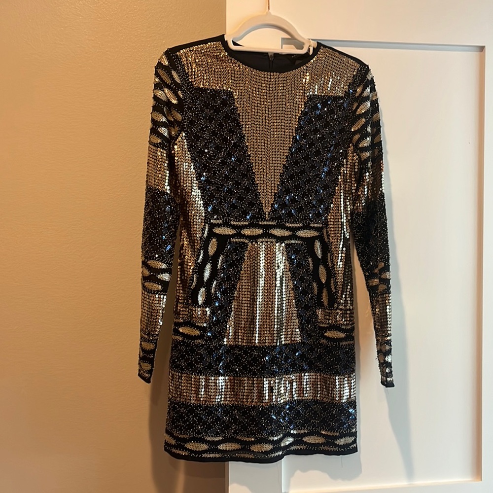 Navy endless rose sequin dress